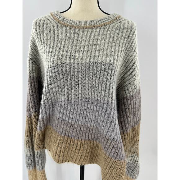 Jonathan Simkhai Allison Gray Green Asymmetrical Ombre Sweater Wool Alpaca M - Picture 3 of 9